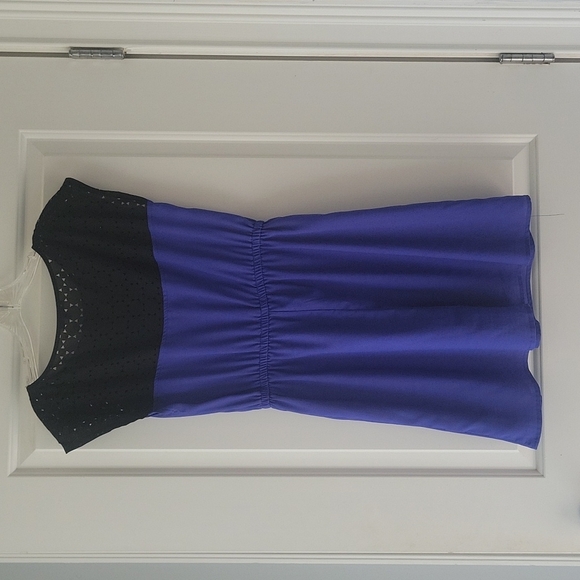 Summer Cocktail Mini Dress Black and Purple Cutout Medium - Picture 6 of 6